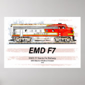EMD F7 Santa Fe Warbonnet mit amerikanischer Flagg Poster (Vorne)