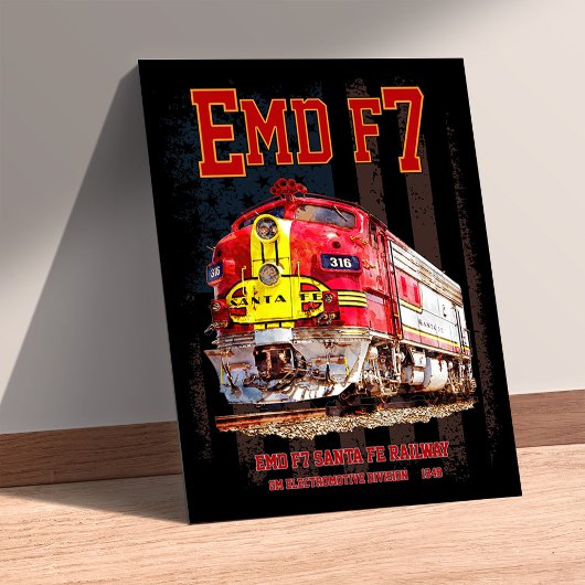 EMD F7 Santa Fe Warbonnet mit amerikanischer Flagg Poster