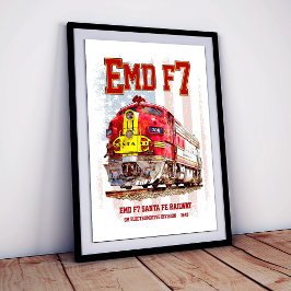 EMD F7 Santa Fe Warbonnet mit amerikanischer Flagg Poster