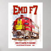 EMD F7 Santa Fe Warbonnet mit amerikanischer Flagg Poster (Vorne)
