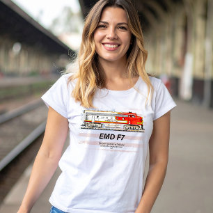 EMD F7 Santa Fe Warbonnet mit amerikanischer Flagg T-Shirt