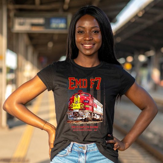EMD F7 Santa Fe Warbonnet mit amerikanischer Flagg T-Shirt