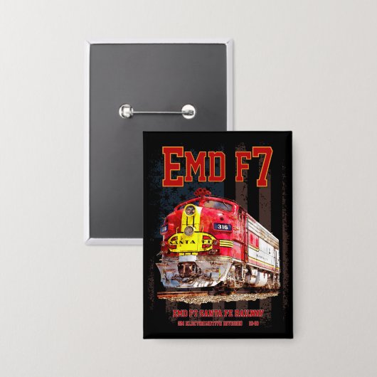 EMD F7 Santa Fe Warbonnet with American Flag. Button (Vorderseite/Rückseite)