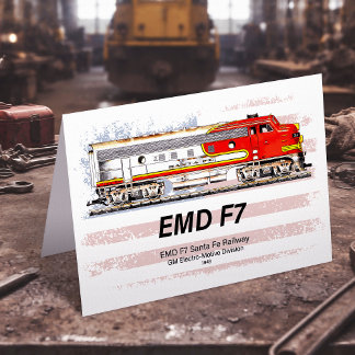 EMD F7 Santa Fe Warbonnet with American Flag. Dankeskarte