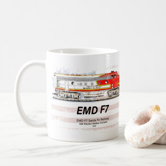 EMD F7 Santa Fe Warbonnet with American Flag. Kaffeetasse (Mit Donut)