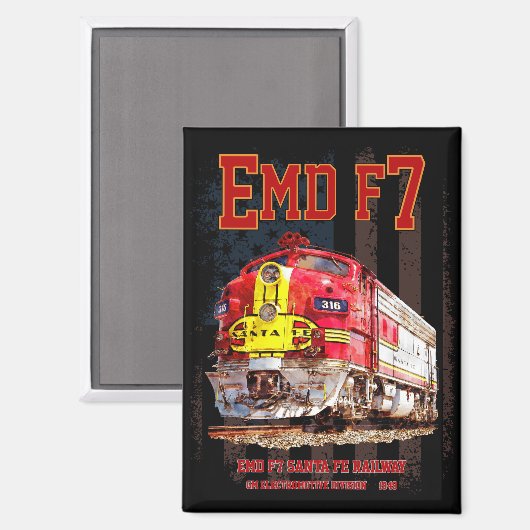 EMD F7 Santa Fe Warbonnet with American Flag. Magnet (Vorderseite/Rückseite)
