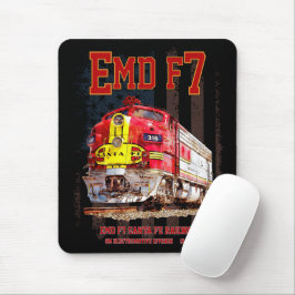 EMD F7 Santa Fe Warbonnet with American Flag. Mousepad