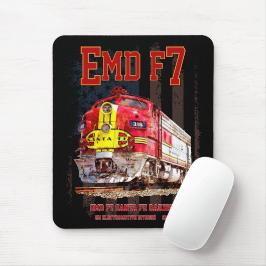 EMD F7 Santa Fe Warbonnet with American Flag. Mousepad (Mit Mouse)