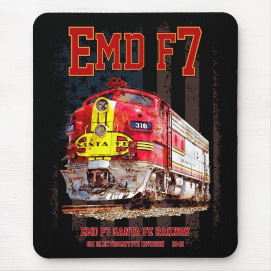 EMD F7 Santa Fe Warbonnet with American Flag. Mousepad (Vorne)