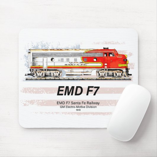 EMD F7 Santa Fe Warbonnet with American Flag. Mousepad (Mit Mouse)