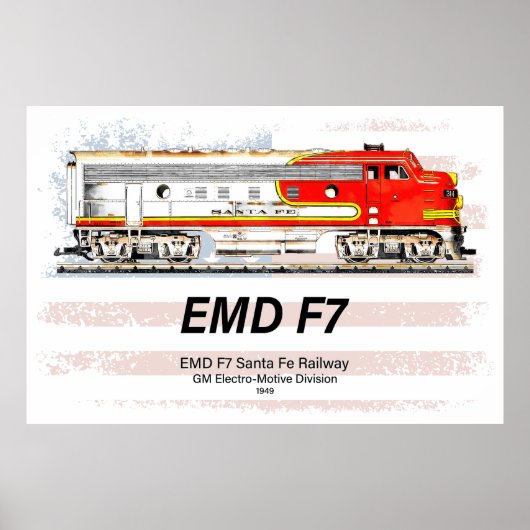 EMD F7 Santa Fe Warbonnet with American Flag. Poster (Vorne)