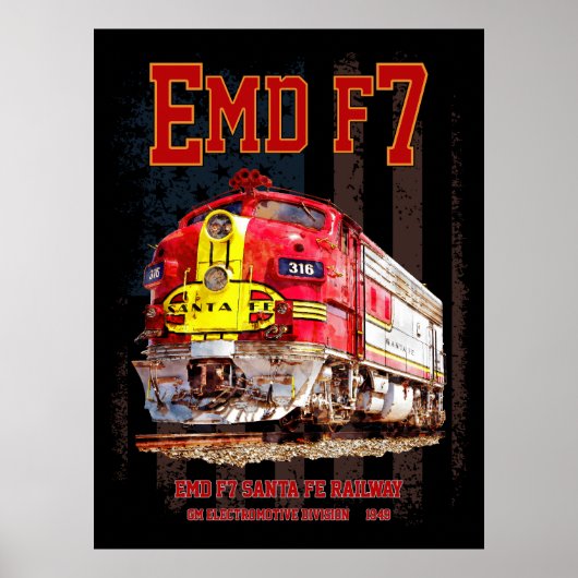 EMD F7 Santa Fe Warbonnet with American Flag. Poster (Vorne)
