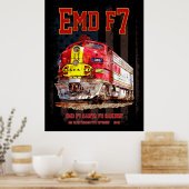 EMD F7 Santa Fe Warbonnet with American Flag. Poster (Küche)