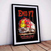 EMD F7 Santa Fe Warbonnet with American Flag. Poster