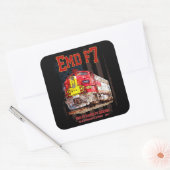 EMD F7 Santa Fe Warbonnet with American Flag. Quadratischer Aufkleber (Umschlag)