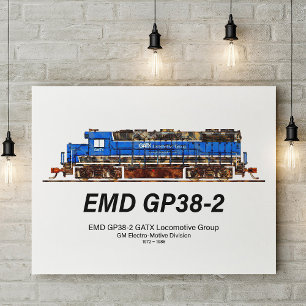 EMD GP38-2 Diesel Lokomotive GATX blau und weiß Fotodruck