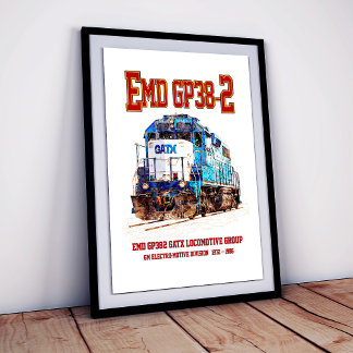 EMD GP38-2 Diesel Lokomotive GATX blau und weiß Fotodruck