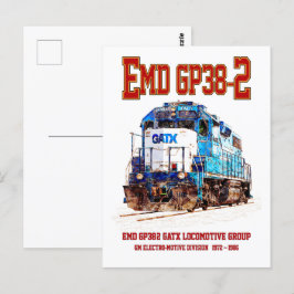 EMD GP38-2 Diesel Lokomotive GATX blau und weiß Postkarte