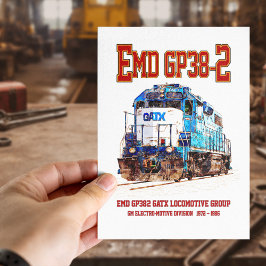 EMD GP38-2 Diesel Lokomotive GATX blau und weiß Postkarte