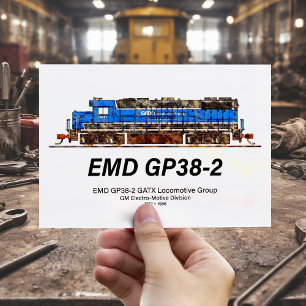 EMD GP38-2 Diesel Lokomotive GATX blau und weiß Postkarte