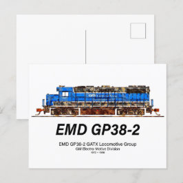 EMD GP38-2 Diesel Lokomotive GATX blau und weiß Postkarte