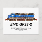 EMD GP38-2 Diesel Lokomotive GATX blau und weiß Postkarte (Vorderseite)