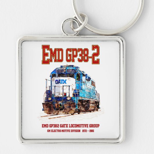EMD GP38-2 Diesel Lokomotive GATX blau und weiß Schlüsselanhänger (Vorne)