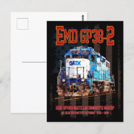 EMD GP38-2 Diesel Lokomotive und amerikanische Fla Postkarte