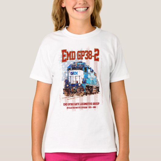 EMD GP38-2 Diesel Lokomotive und amerikanische Fla T-Shirt (Vorderseite)