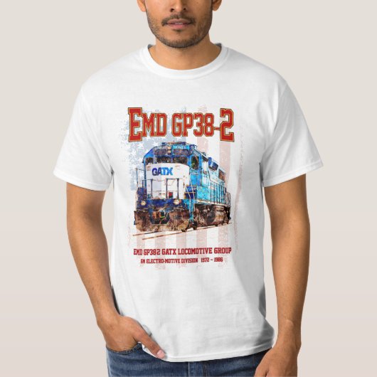 EMD GP38-2 Diesel Lokomotive und amerikanische Fla T-Shirt (Vorderseite)