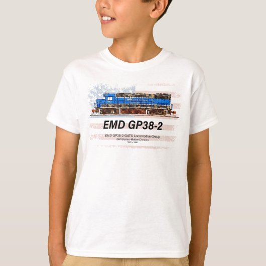 EMD GP38-2 Diesel Lokomotive und amerikanische Fla T-Shirt (Vorderseite)