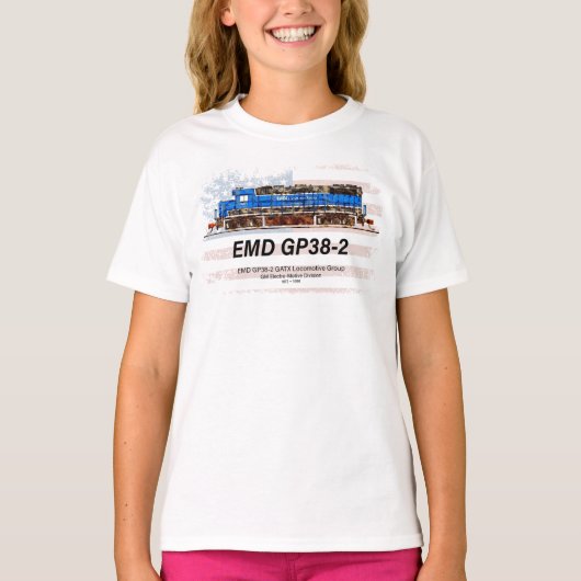 EMD GP38-2 Diesel Lokomotive und amerikanische Fla T-Shirt (Vorderseite)