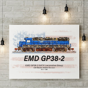 EMD GP38-2 Diesellokomotive und amerikanische Flag Poster
