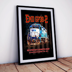 EMD GP38-2 Diesellokomotive und amerikanische Flag Poster