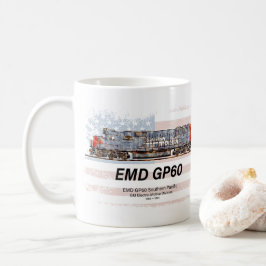 EMD GP60 Diesel Lokomotive und amerikanische Flagg Kaffeetasse