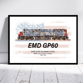 EMD GP60 Diesel Lokomotive und amerikanische Flagg Poster