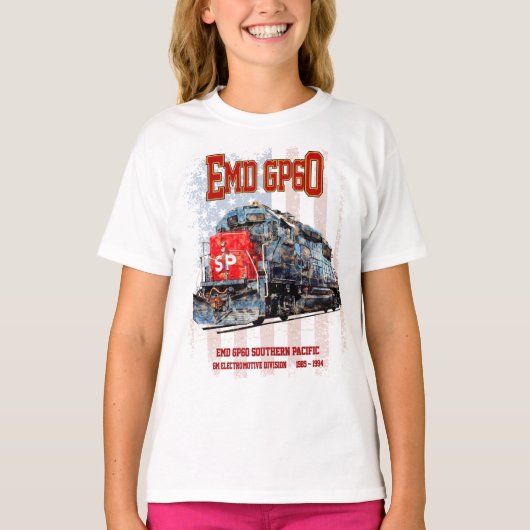 EMD GP60 Diesel Lokomotive und amerikanische Flagg T-Shirt (Vorderseite)