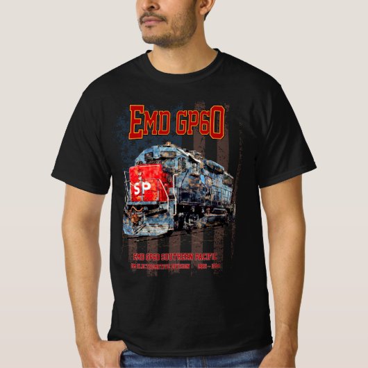 EMD GP60 Diesel Lokomotive und amerikanische Flagg T-Shirt (Vorderseite)