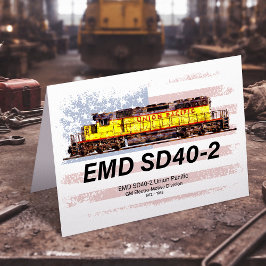 EMD SD40-2 Diesellokomotive. Amerikanische Flagge Dankeskarte