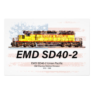 EMD SD40-2 Diesellokomotive. Amerikanische Flagge Fotodruck