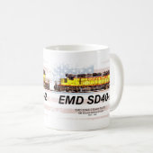 EMD SD40-2 Diesellokomotive. Amerikanische Flagge Kaffeetasse (VorderseiteRechts)