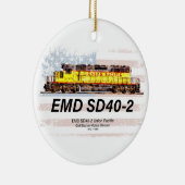 EMD SD40-2 Diesellokomotive. Amerikanische Flagge Keramik Ornament (Rechts)