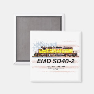 EMD SD40-2 Diesellokomotive. Amerikanische Flagge Magnet