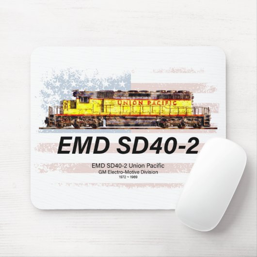 EMD SD40-2 Diesellokomotive. Amerikanische Flagge Mousepad (Mit Mouse)