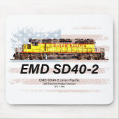 EMD SD40-2 Diesellokomotive. Amerikanische Flagge Mousepad (Vorne)