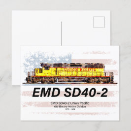 EMD SD40-2 Diesellokomotive. Amerikanische Flagge Postkarte