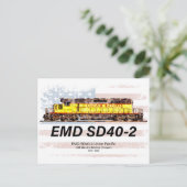 EMD SD40-2 Diesellokomotive. Amerikanische Flagge Postkarte (Stehend Vorderseite)