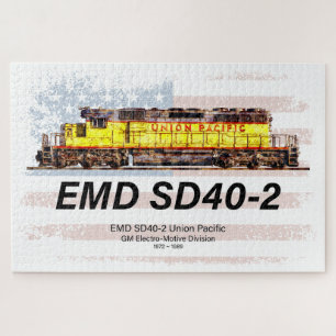 EMD SD40-2 Diesellokomotive. Amerikanische Flagge Puzzle