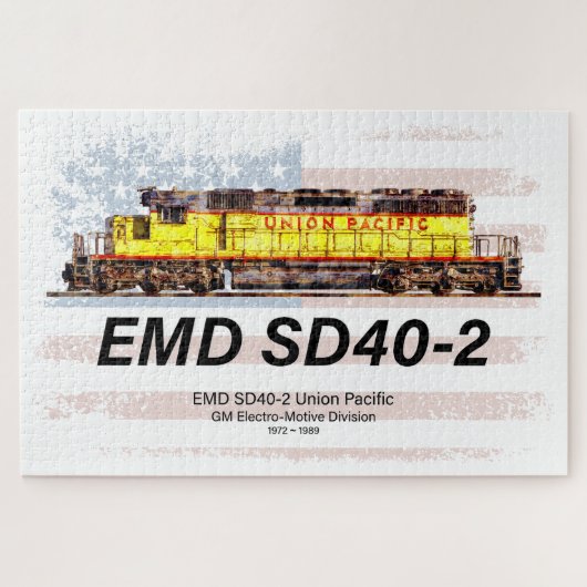 EMD SD40-2 Diesellokomotive. Amerikanische Flagge Puzzle (Horizontal)