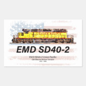 EMD SD40-2 Diesellokomotive. Amerikanische Flagge Rechteckiger Aufkleber (Vorderseite)
